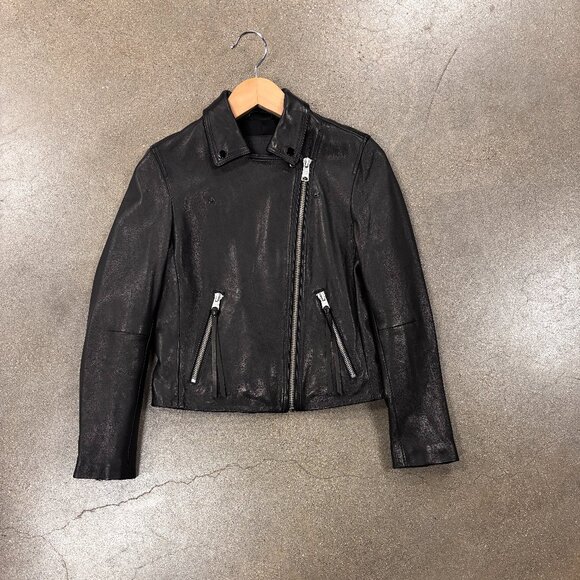 All Saints Dalby Leather Biker Jacket in Black Leather - Picture 7 of 9